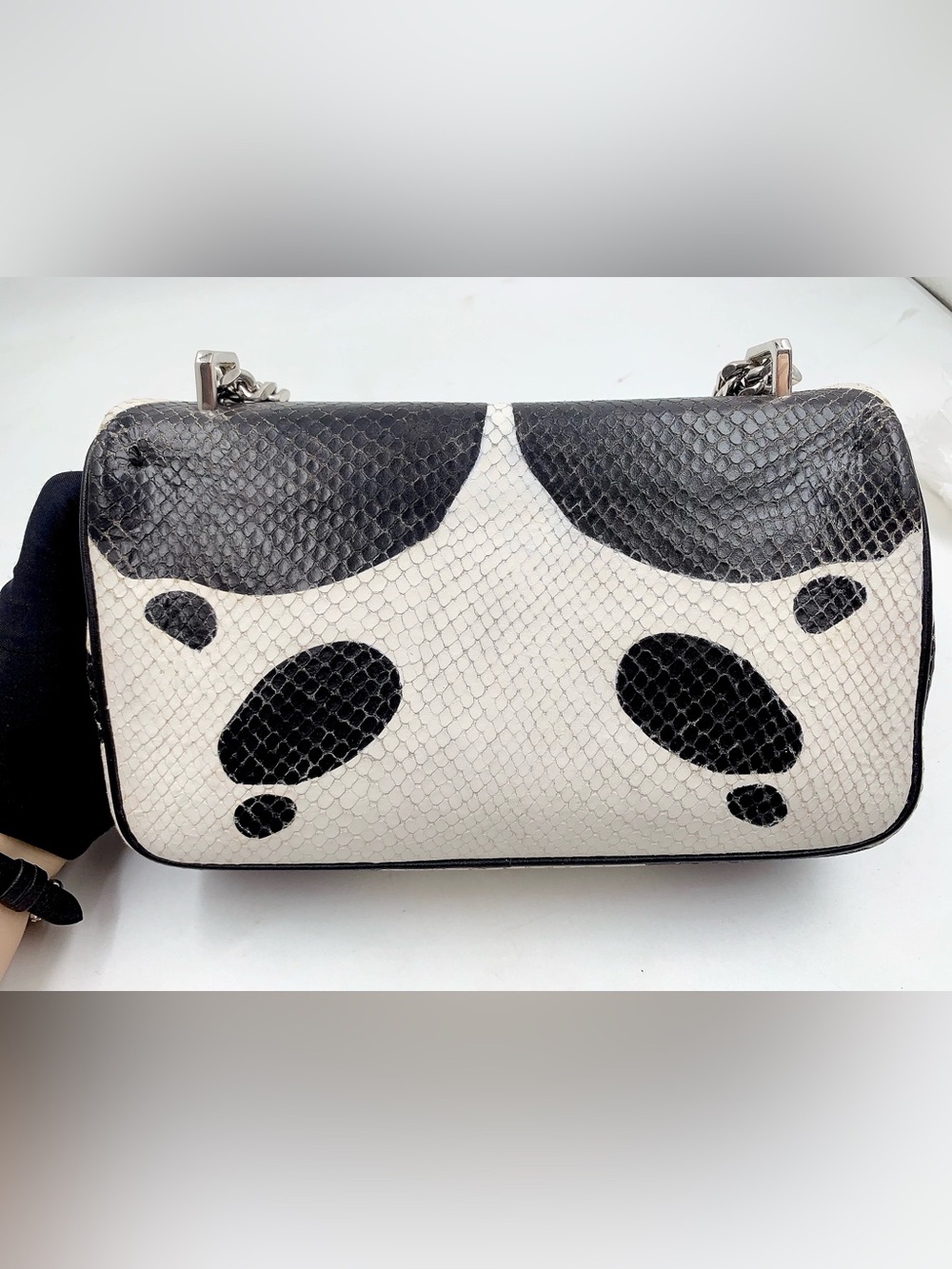 Authentic Burberry TB Logo Cow Print Leather Shoulder Bag - Picture 3 of 12